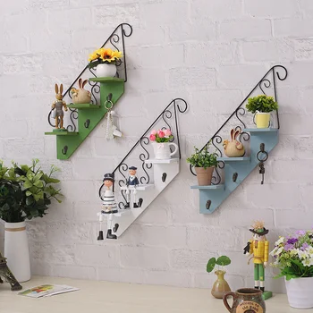 

Navia style restaurant wall decoration wall hook frame wrought iron flower stand pot rack stairs WF917459