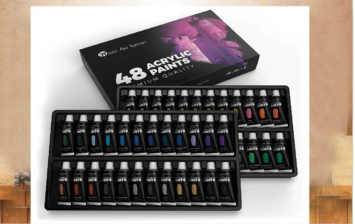 

Professional Acrylic Paints Set 48 Colors 22ML Hand Painted Wall Drawing Painting Pigment Set Art Supplies