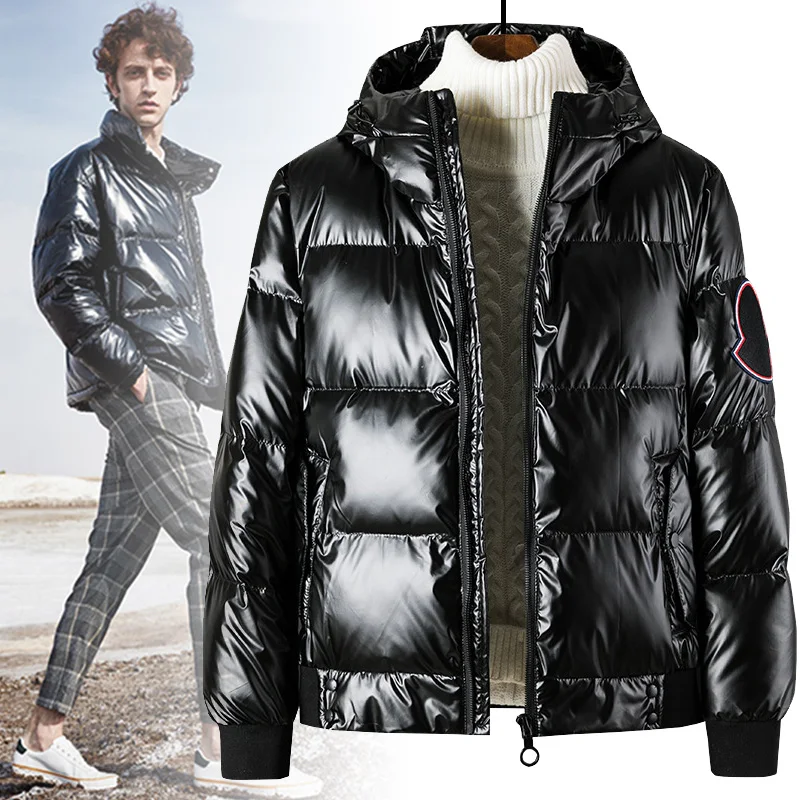 

2019 Winter Jacket Mens Thermal Thick Coat Snow Male Warm Outwear Fashion PU Leather Zippered Down Jacket for Men N66