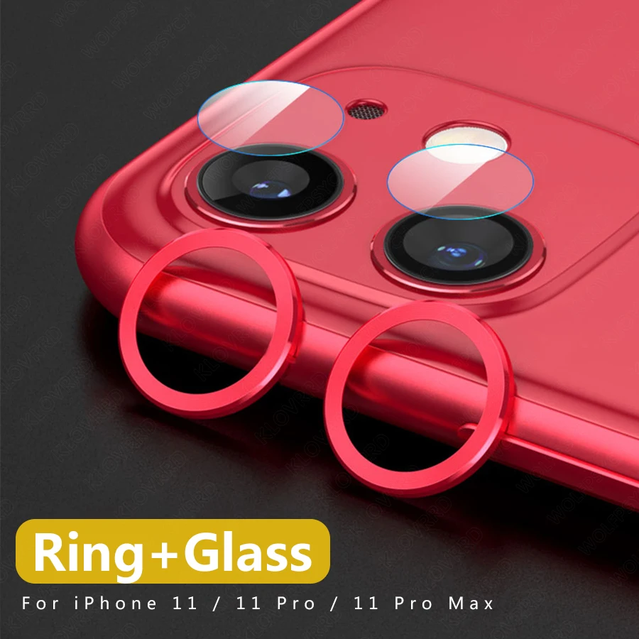 Protector de pantalla de vidrio templado para iPhone, Protector de lente de cámara trasera para iPhone 12, 11 Pro Max, Mini funda, anillo de protección de Metal