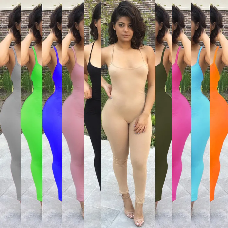 

Women's sportswear fitness jumpsuit low chest bare back stretch sexy suspended jumpsuit party club banquet nightclub Elegant