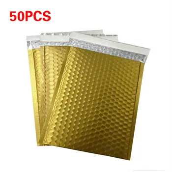 

50pcs CD/CVD Packaging Shipping Bubble Mailers gold paper Padded Envelopes Gift Bag Bubble Mailing Envelope Bag 15*13cm+4cm