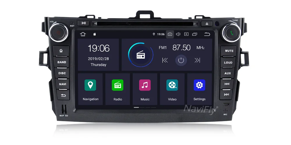 NaviFly 4+ 64G Android9.0 автомобиль радио мультимедиа плеер gps Navi для Защитные чехлы для сидений, сшитые специально для Toyota corolla 2007 2008 2009 2010 2011 dvd стерео радио gps