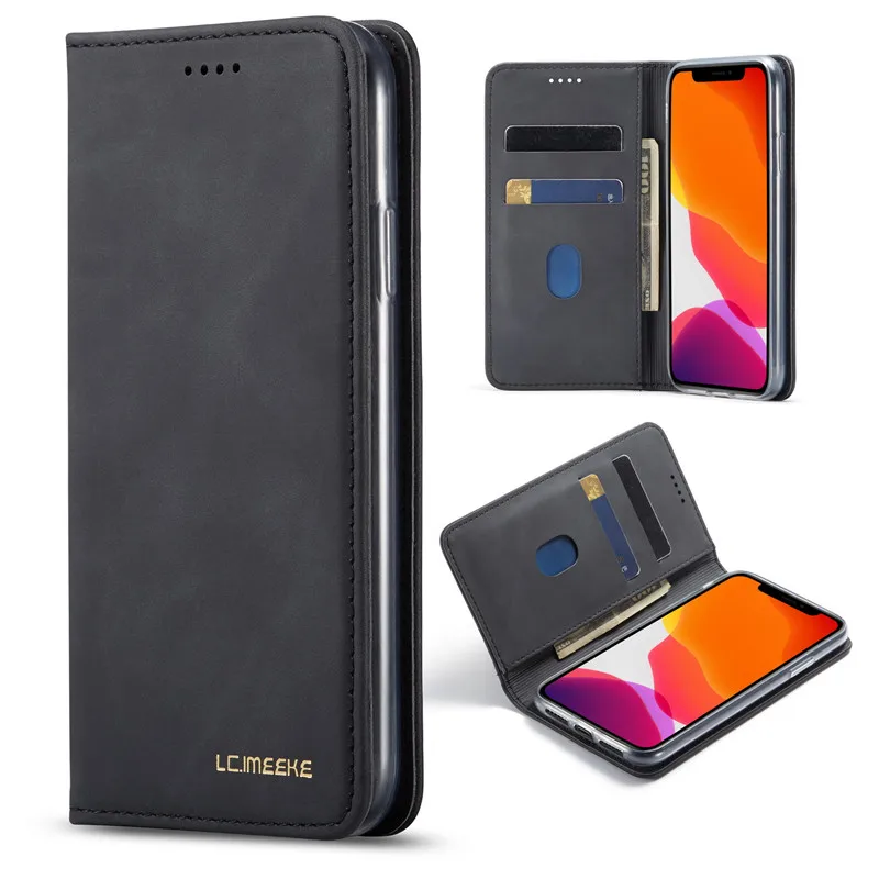 Кожаный чехол-кошелек для huawei P30 Lite, Магнитный флип-чехол для телефона huawei P30 Pro, Чехол для карт Hoesje, чехол для huawei P30 - Цвет: Черный