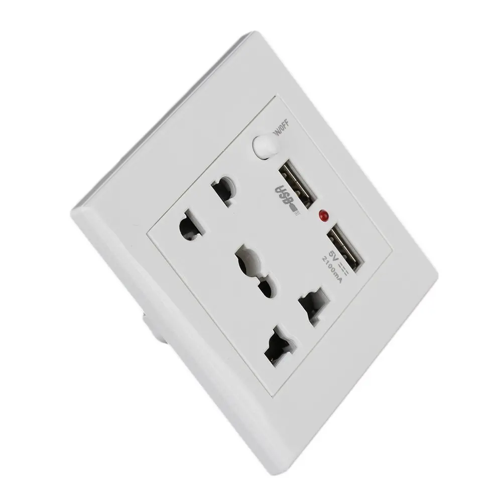 AC110-250V 2 USB порт розетка зарядное устройство и переключатель управления и 5 отверстий AC штепсельная розетка панель выходных пластин