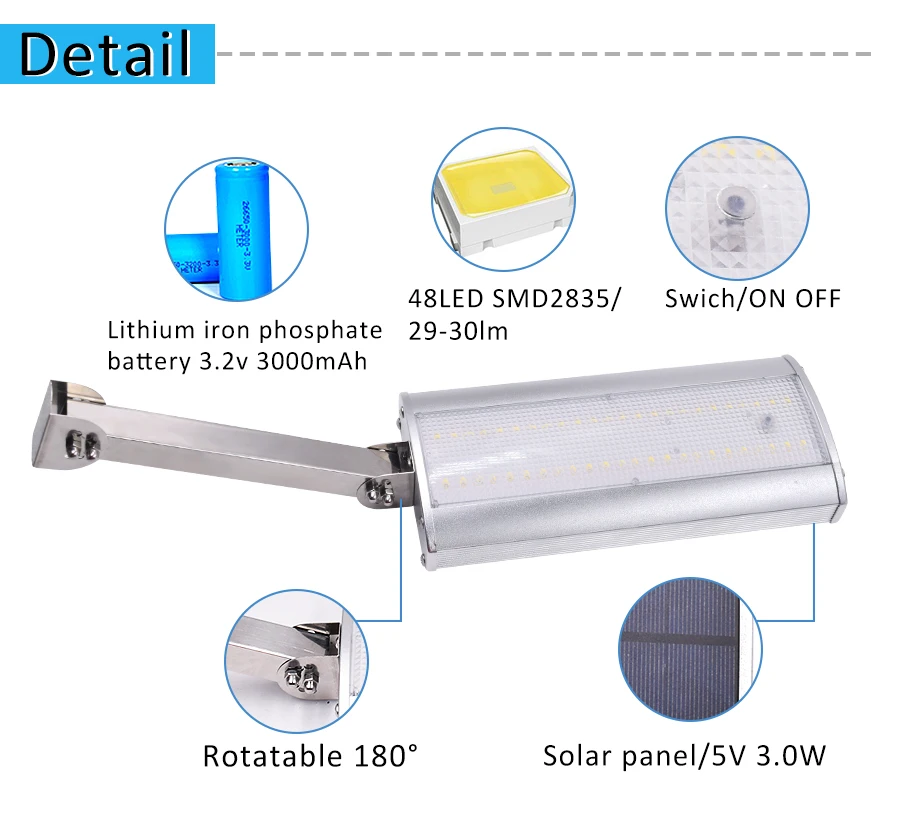 Escudo da Liga de Alumínio Lâmpada de Iluminação de Segurança ao ar Solar à Prova Água com 4 Rotable Levou Solar Super Brilhante Livre d' Modos 48 Luz 4 Cheap Lâmpadas solares