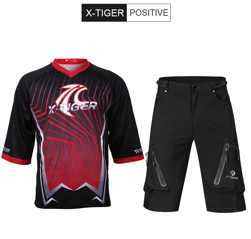 Одежда для велоспорта X-Tiger, комплект для велоспорта, Майки для спуска на гору, рубашка с коротким рукавом DH, быстросохнущая рубашка для велоспорта