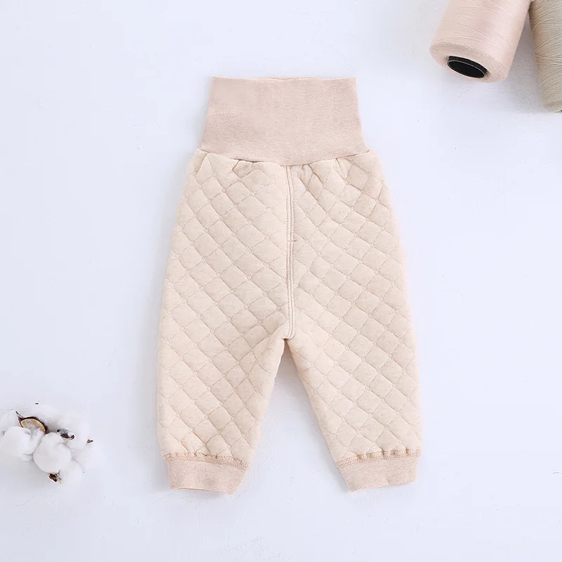 Infant Colored Cotton High Waist Pants Bellyband Baby Dual Crotch Warm Long Leggings Newborns Autumn And Winter