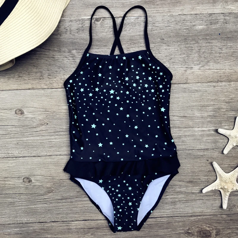 Купальники для девочек с принтом звезд купальные костюмы детский летний