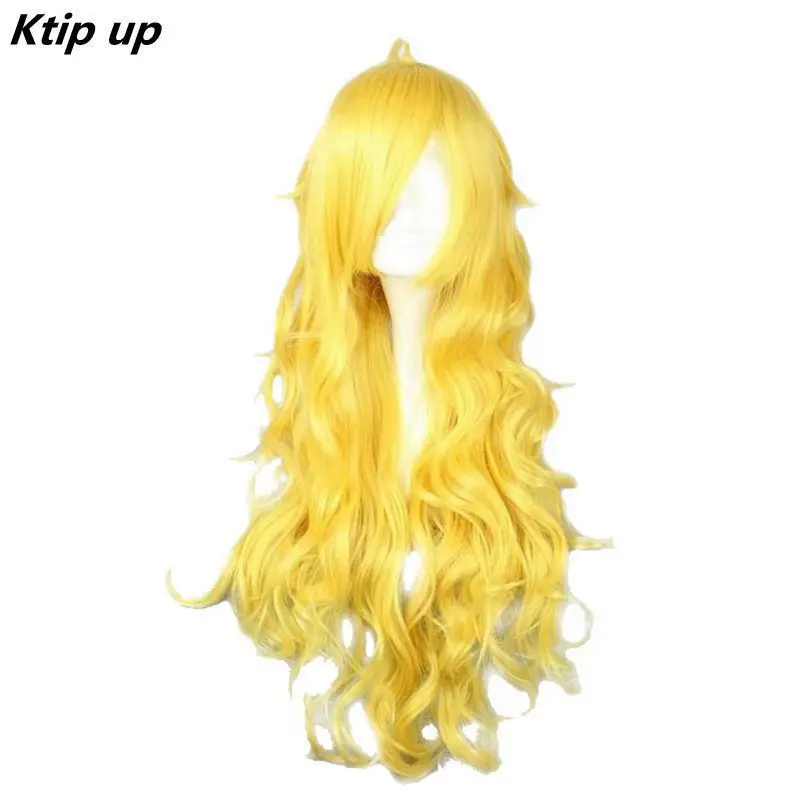 

Ktip Up RWBY Yang Xiao Long Yellow Long Wavy Synthetic Yellow Color Cosplay Wig 100% High Temperature Fiber Hair