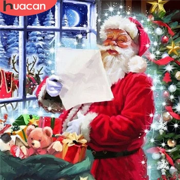 

HUACAN 5D Diamond Painting Christmas Santa Claus Diamond Embroidery Winter Mosaic Rhinestone Picture Handmade Gift Wall Art