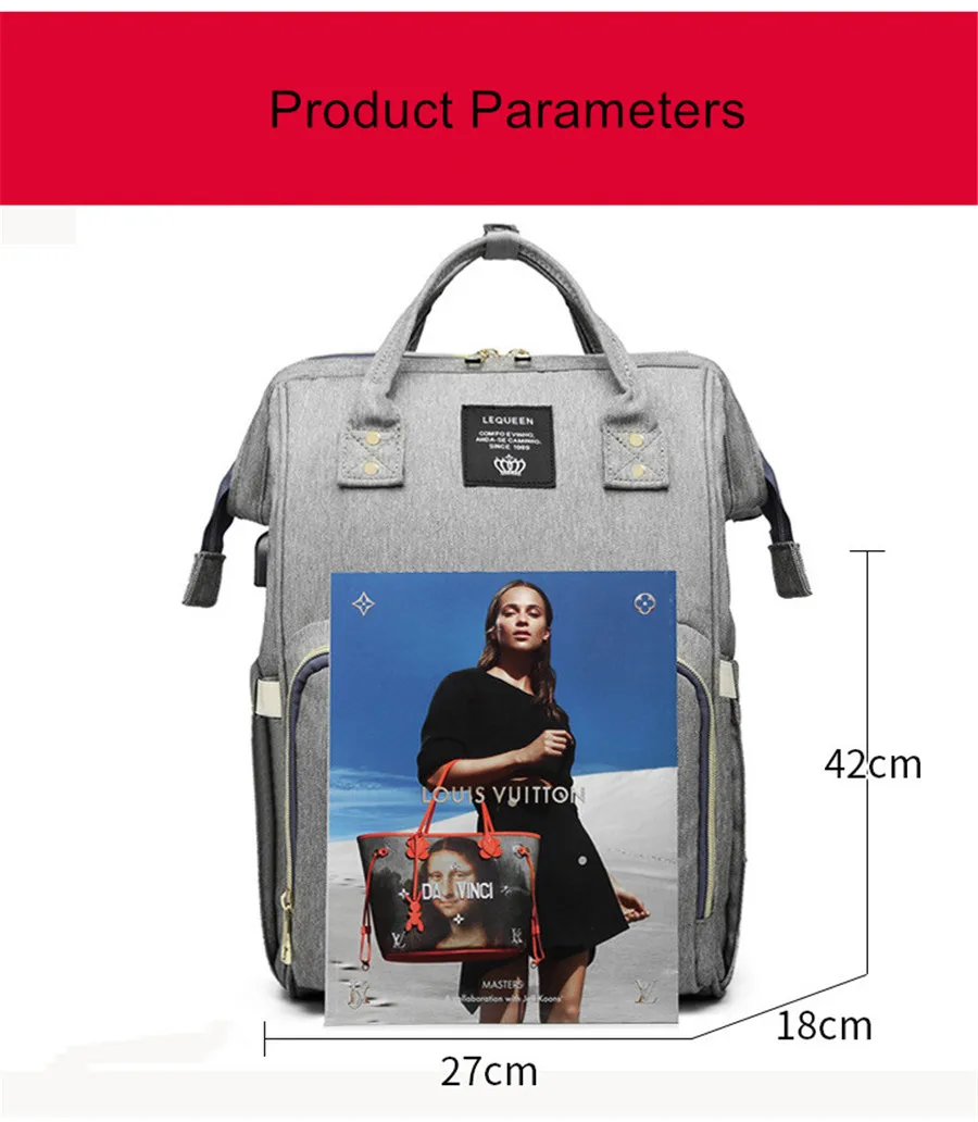 LEQUEEN USB сумка для подгузников, рюкзак для ухода за ребенком, для мамы, для мам, для беременных, водонепроницаемая сумка для беременных, Bolsas