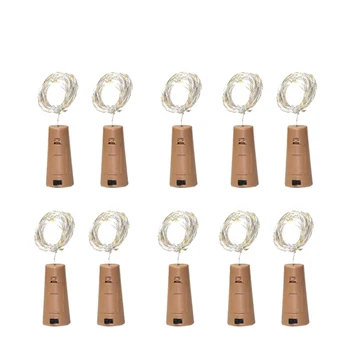 

10 Packs Including Battery Led Wine Bottle Stopper Copper Wire Light String 2M 20LED Atmosphere Decorative Light