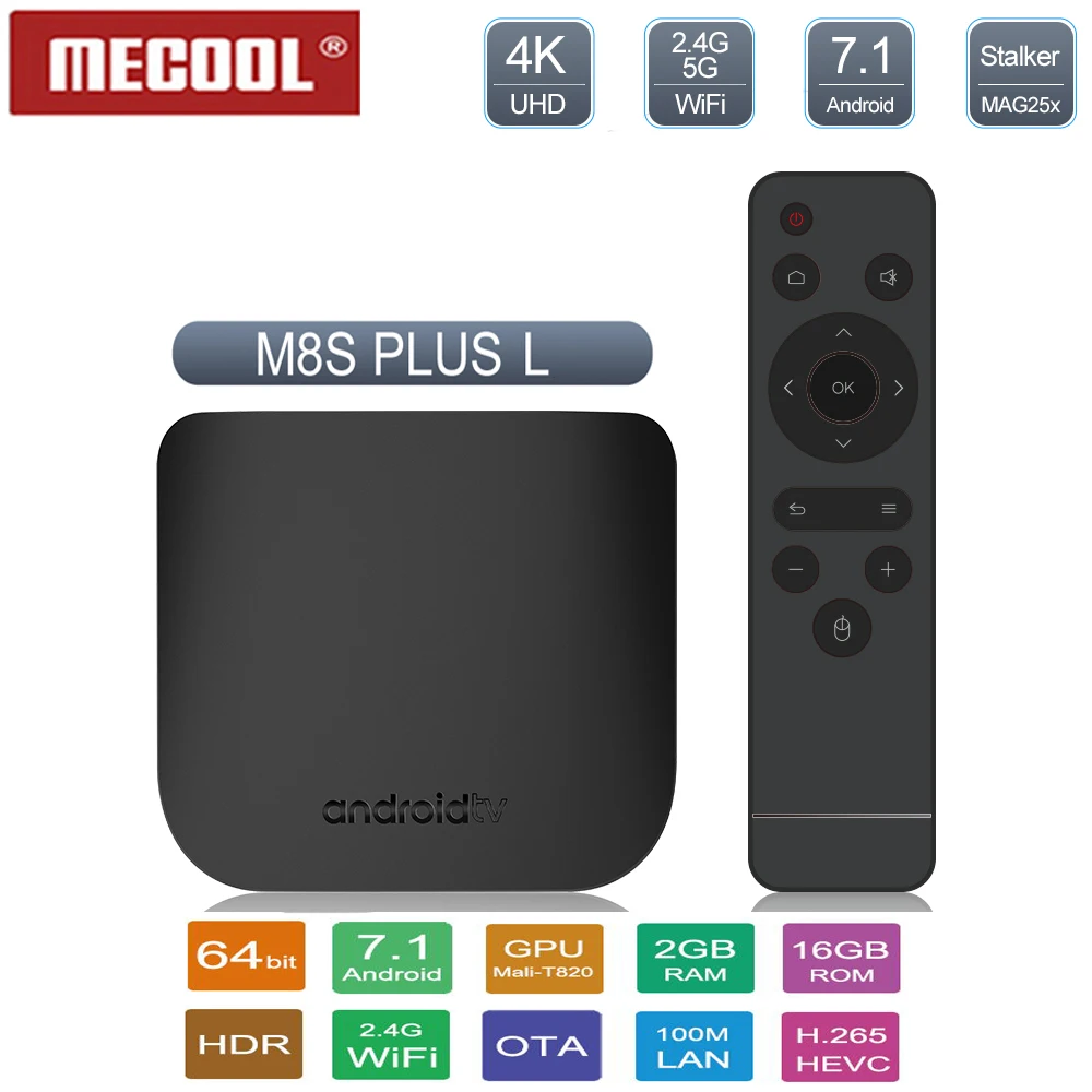 

mecool M8s Plus L Tv Box Android 7.1 Amlogic S912 Octa core 2GB DDR3+16G ROM 2.4G WIFI Android tvbox Bluetooth/usb set top box