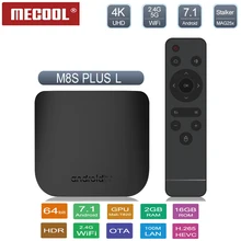 Mecool M8s Plus L caja de Tv Android 7,1 Amlogic S912 Octa core 2GB DDR3 + 16G ROM 2,4G WIFI Android tvbox Bluetooth usb/set top box(China)