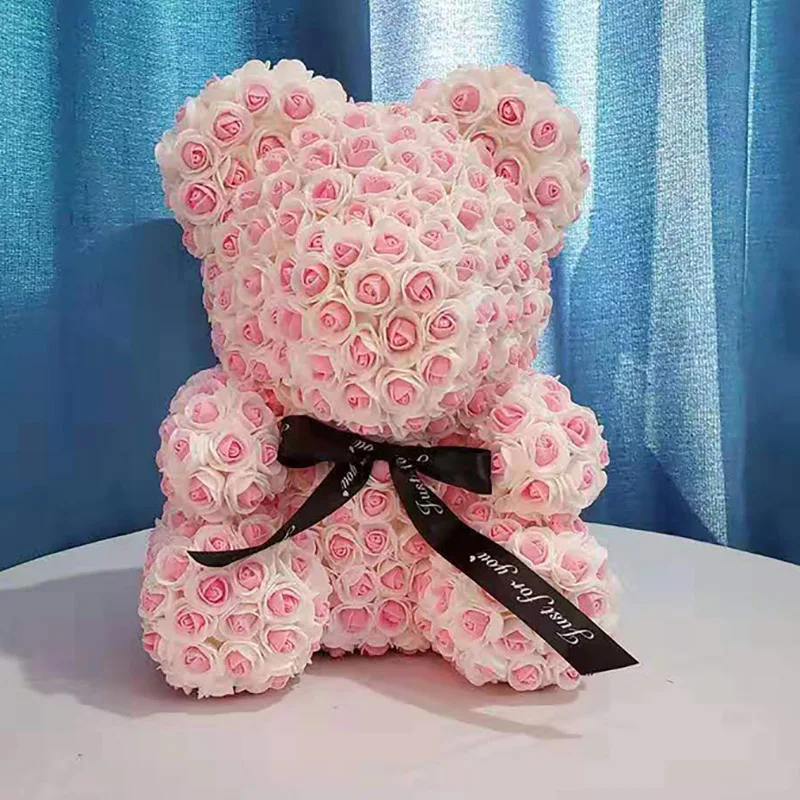 

New Style 40cm Rose Bear Double Color Foam rose Flower bear with gift box for Chirstmas Day valentines Day Gift