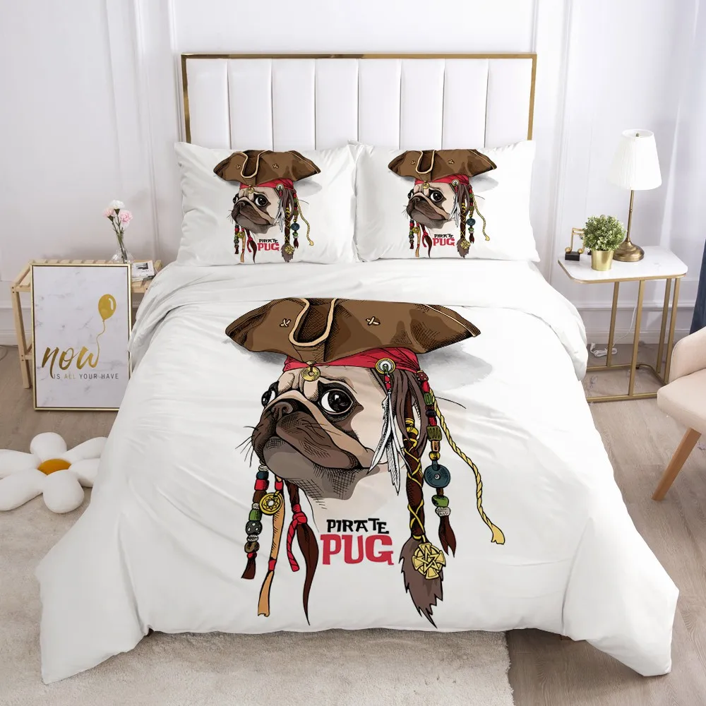 Quilt Covers Pillowcase Bedding Set White Duvet Cover Sets Comforter Case Linen Bed King Queen Size 3D Dog Cartoon Bedclothes | Дом и сад