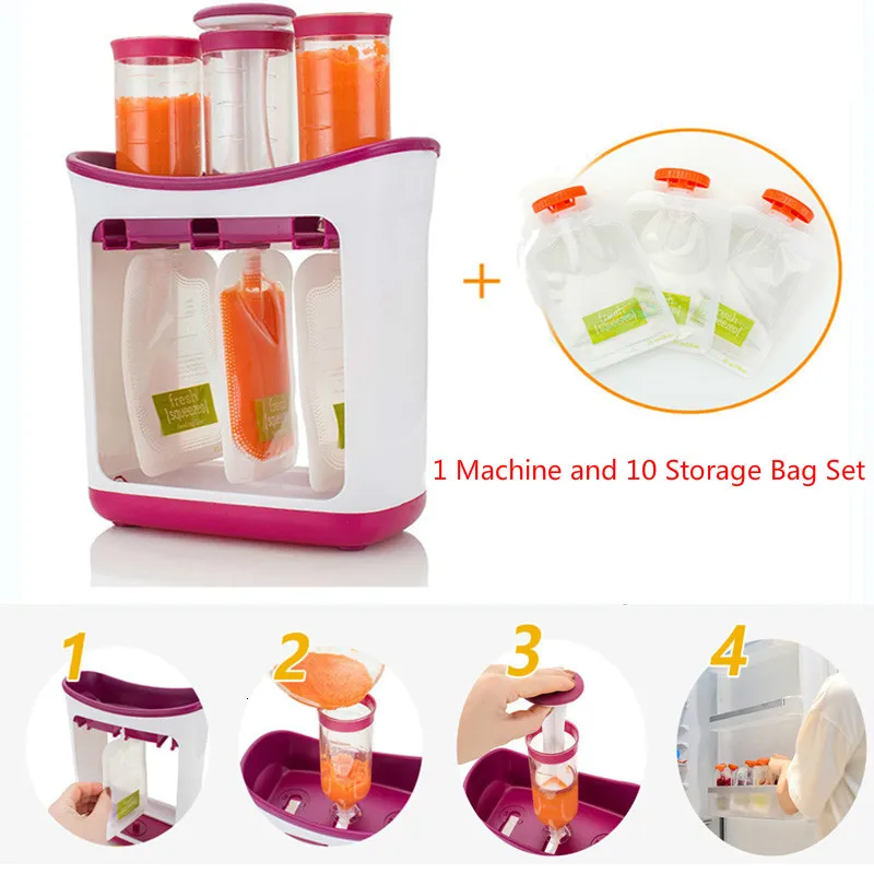 

Baby Feeding Maker Supplies Newborn Baby Food Containers Storage Kids Food Fruit Juice Maker Easy Keep Fresh With Pouches Bags