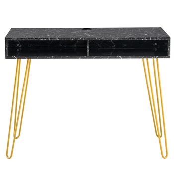 

[103 x 55 x 80]cm Marble Iron Foot Computer Table Black suitable for apartments homes or offices.