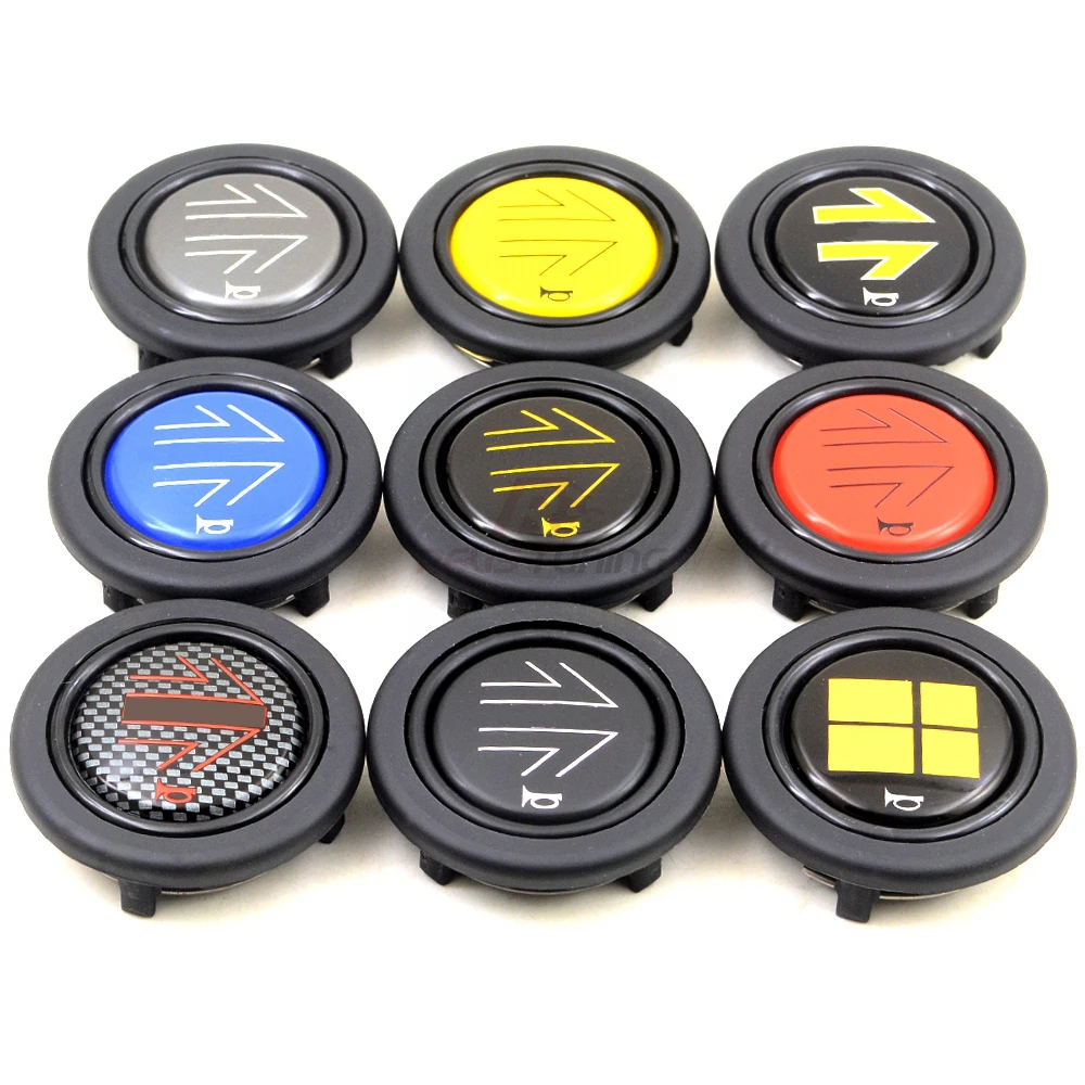 ABS Plastic+Aluminum Universal Racing Sport Car Steering Wheel Horn Button Push Switch Cover With