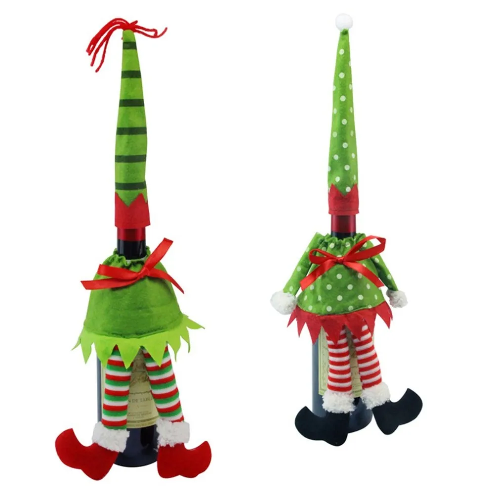 

Wine Bottle cover set Christmas Elf Bag Christmas table decoration Red wine bottle cover champagne wine cover bags
