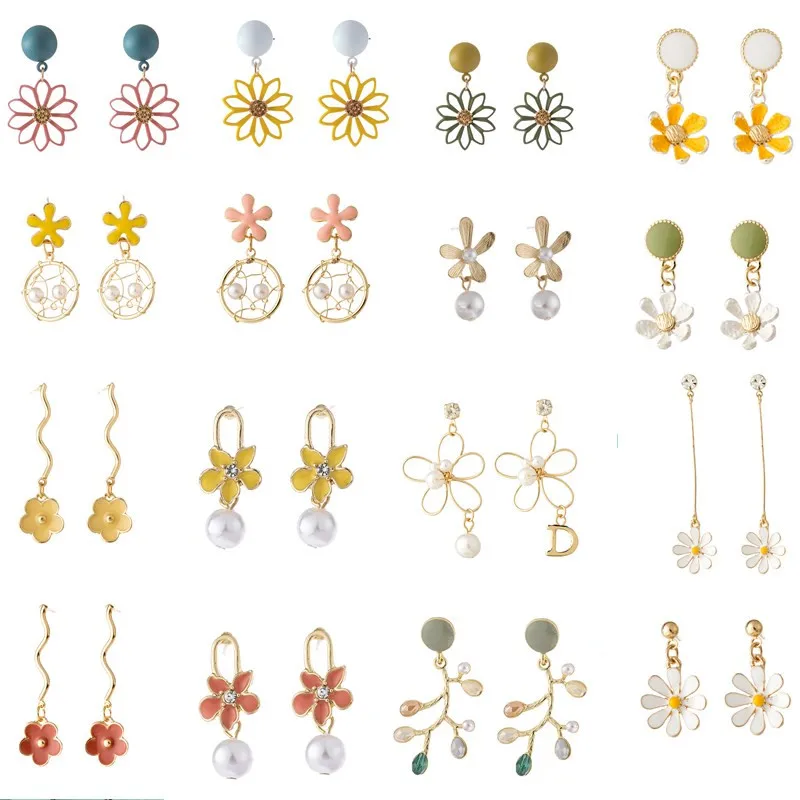 Модные серьги в виде цветка, уличные серьги знаменитостей, серьги в виде лепестков эмали