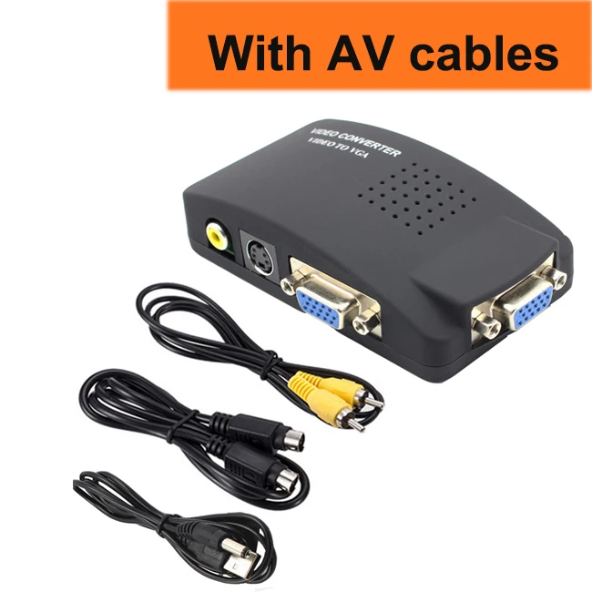 S-video composite RCA AV to VGA converter with USB power supply