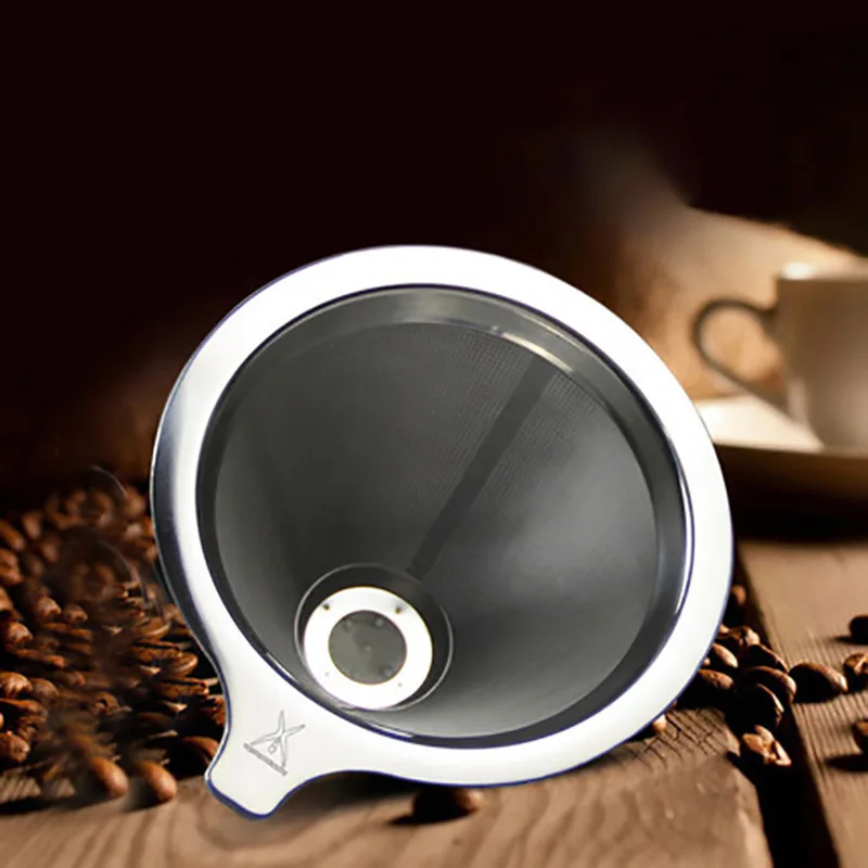 

GUNOT Coffee Dripper Funnel Reusable Stainless Steel Coffee Filter Holder v60 Filter Double Layer Coffee Pot Metal Filter Funnel