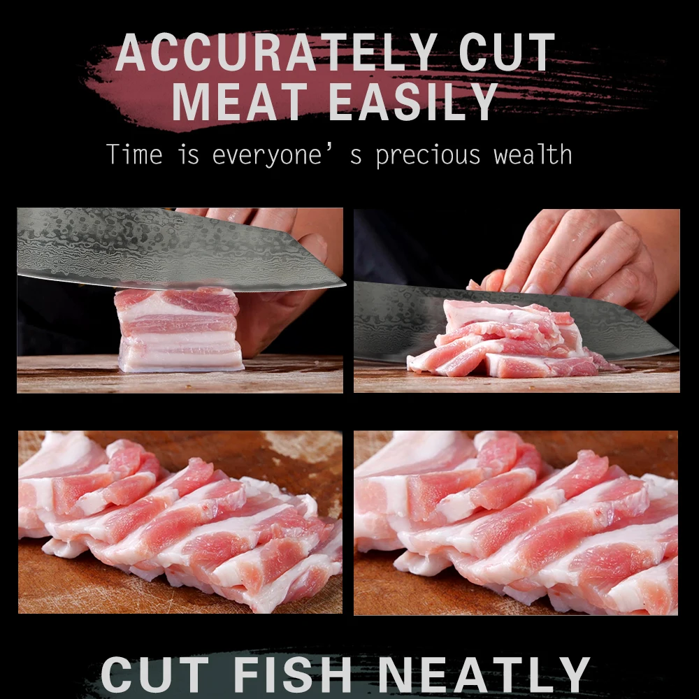 大马士革八角稳定木柄方头8寸祥云纹料理刀详情 (6)