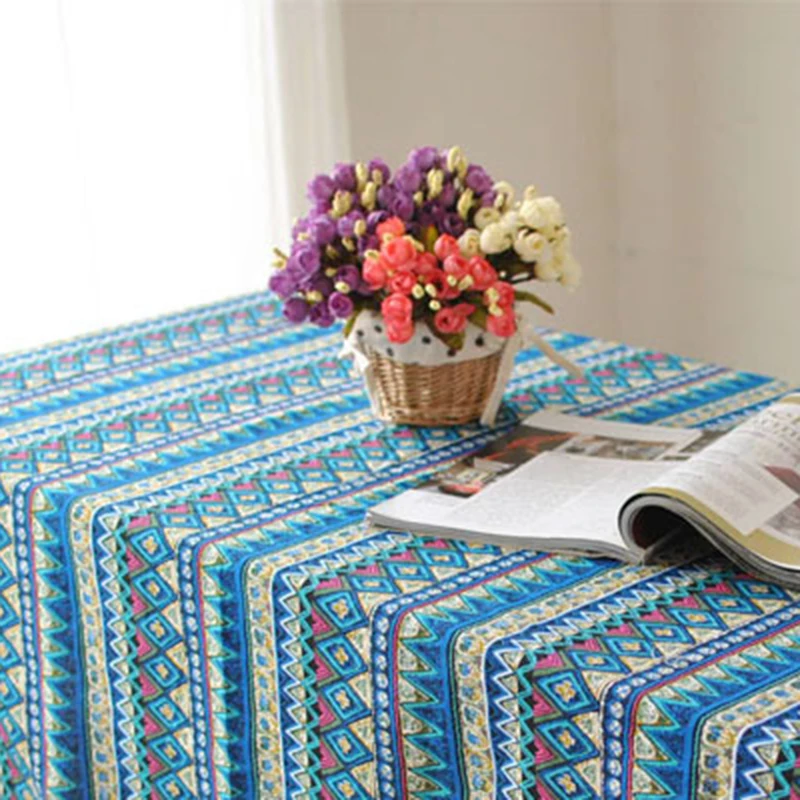 Хлопчатобумажная льняная полосатая скатерть в средиземноморском стиле домашняя