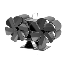 12Blade Double Head Fireplace Heat Powered Stove Fan Log Wood Burner WinterEfficient Heat Distribution Fan Stove Accessories