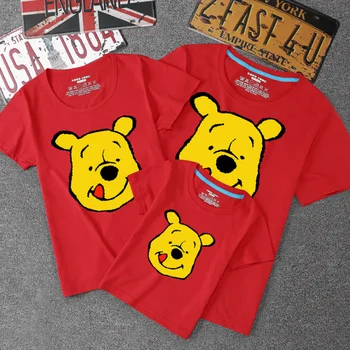 

Summer Family Matching Outfits Mommy Daddy Kid Son Baby T-Shirt Shirts Family Clothes Child Winnie the Pooh Tops Photography