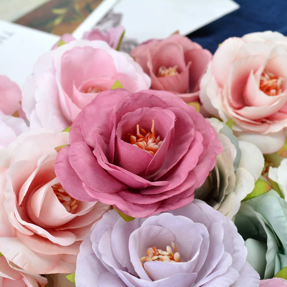 10 Stück Seide Pfingstrose künstliche Blume 4cm Rose Blumen kopf Hochzeits feier Dekoration Kranz DIY Handwerk Zubehör gefälschte Blumen – Detail 10