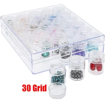

Clear Plastic Bead Storage Set 30 Grid Storage Jars Diamond Painting Accessory Box Bottles with Lid for DIY Diamond Painting