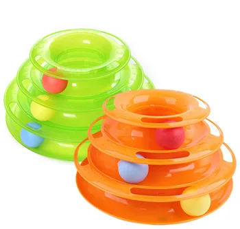 

Pet Toy Pet Interactive Toy Cat Three Layer Turntable Pet Educational Amusement Track Tower Cat Teaser Toy Plate