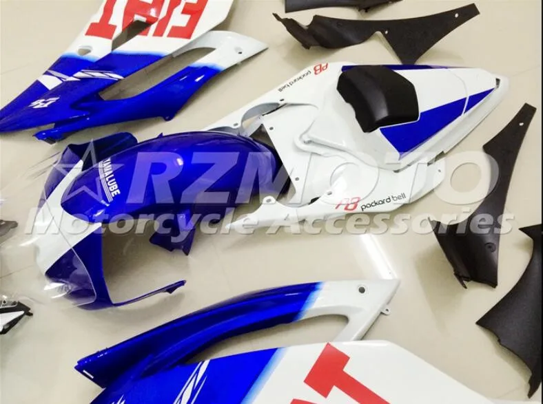 Стиль набор впрыскивателей Мотоцикл Обтекатели Fit для YAMAHA YZF-R6-600 2008- 08-16 обтекатель КУЗОВ комплект синий белый холодный