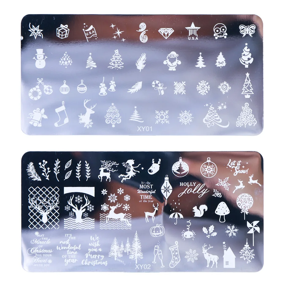 1 шт ногтей штамповки пластины Рождество Цветок Животное штамп дизайн ногтей штамповка изображения маникюрный шаблон дизайн шаблон для печати JIXY01-08
