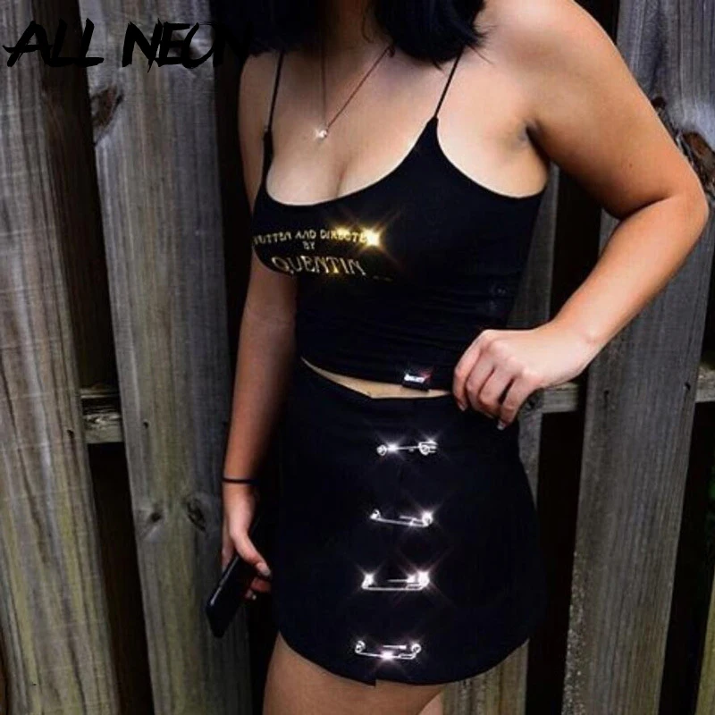 ALLNeon-minifaldas de estilo de niña para mujer, faldas cortas informales de corte de cintura baja, línea A, color negro, para verano, 2021