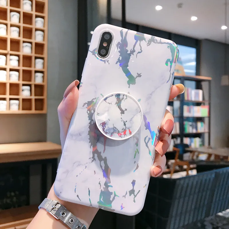 Для iPhone 11 Pro Max X XS XR XS MAX 6 6S 7 8 Plus мраморный Мягкий силиконовый чехол из ТПУ с подставкой для телефона задняя крышка бампера