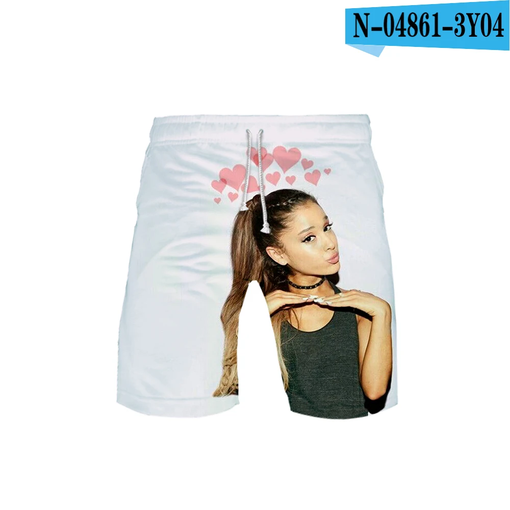 Пляжные шорты с 3D принтом Ariana Grande,, Повседневная Уличная одежда, летняя одежда, мужские модные штаны, шорты в уличном стиле - Цвет: Коричневый
