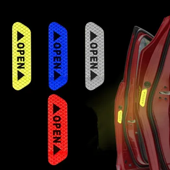 

Half discount Car Door Stickers Universal Safety Warning Mark High Reflective Tape Auto Exterior Motorcycle Sticker 4Pcs/set