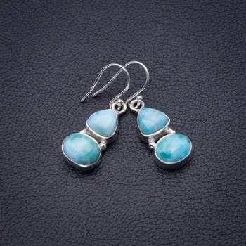 

Natural Caribbean Larimar Handmade 925 Sterling Silver Pendant 1.25" D3228