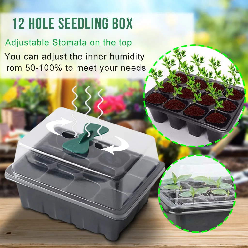 3pcs 12 Holes Seeds Grow Nursery Box Insert Propagation Seedling Starter Tray 