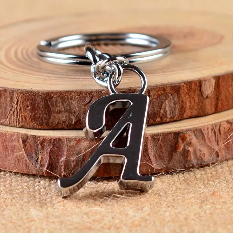 Дизайн DIY A-Z буквы брелок для мужчин серебряный металлический брелок женский автомобильный брелок с буквенным именем брелок для ключей подарок ювелирные изделия - Цвет: A