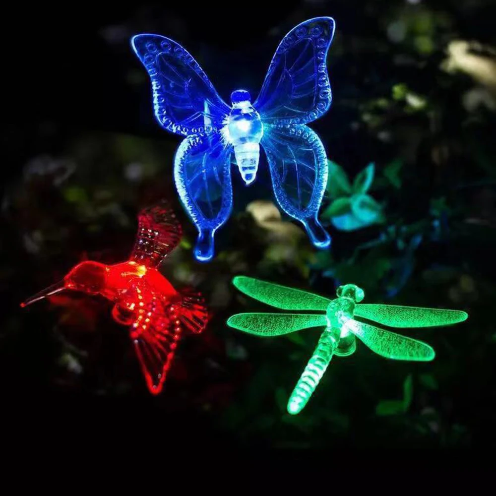 led solar garden lights Solar LED Color Changing Colorful Lights Simulation Butterfly Dragonfly Lights Courtyard Insert Landscape Christmas Decoration brightest outdoor solar lights