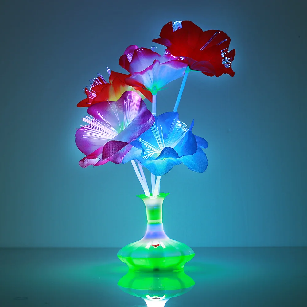 

Beautiful Fiber Flower Light Kapok Vase Bouquet Plastic Fiber LED Lamp Room Christmas Colorful Home Blossom Valentine'S Day