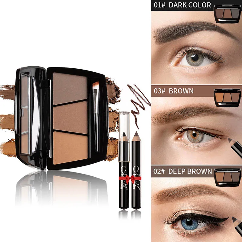 

MENOW Eyebrow Powder Makeup Palette Natural Brown Eye Brow Enhancers 3D Eye Brows Shadow Cake Beauty Kit with Brush Tools E432