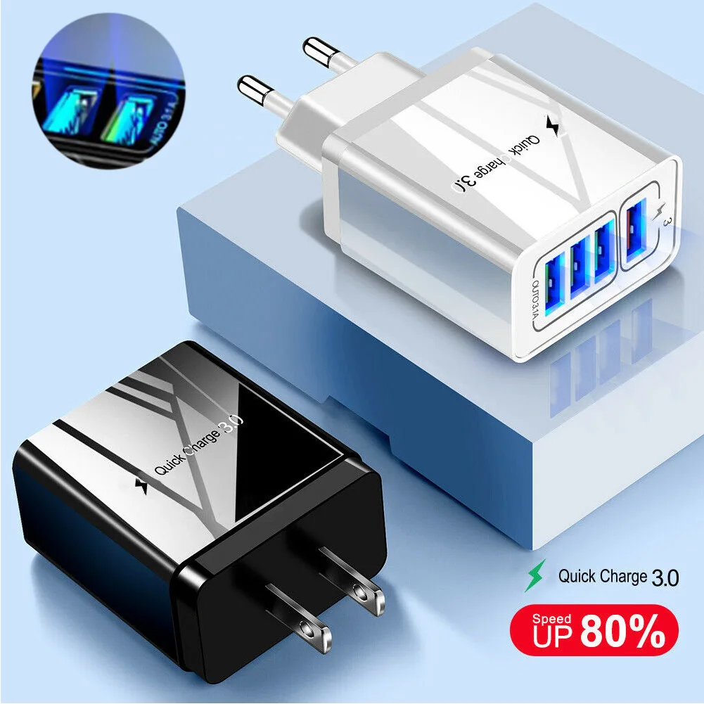 QC3.0 быстрое зарядное устройство 4 usb порта концентратор настенное зарядное устройство адаптер питания OD889