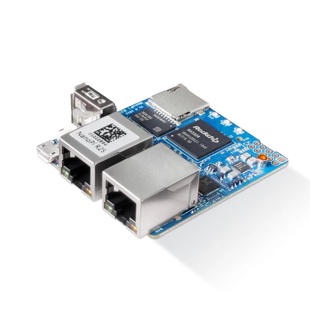 FriendlyElec Nanopi R2S Mini Portable Travel Router OpenWRT with Dual-Gbps Ethernet Ports 1GB DDR4 Based in RK3328 Soc for IOT