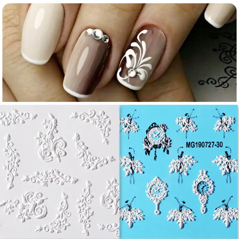 DIY Nail Art Nail Water Slide Decals Nail Decoration 5D Embossed Nails Sticker